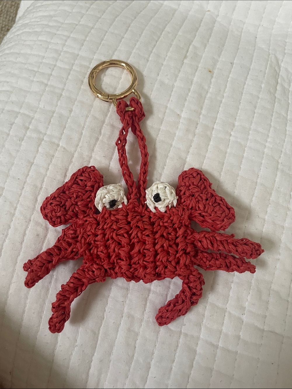 Handmade Red Crochet Crab Keychain. Universal thread retired.